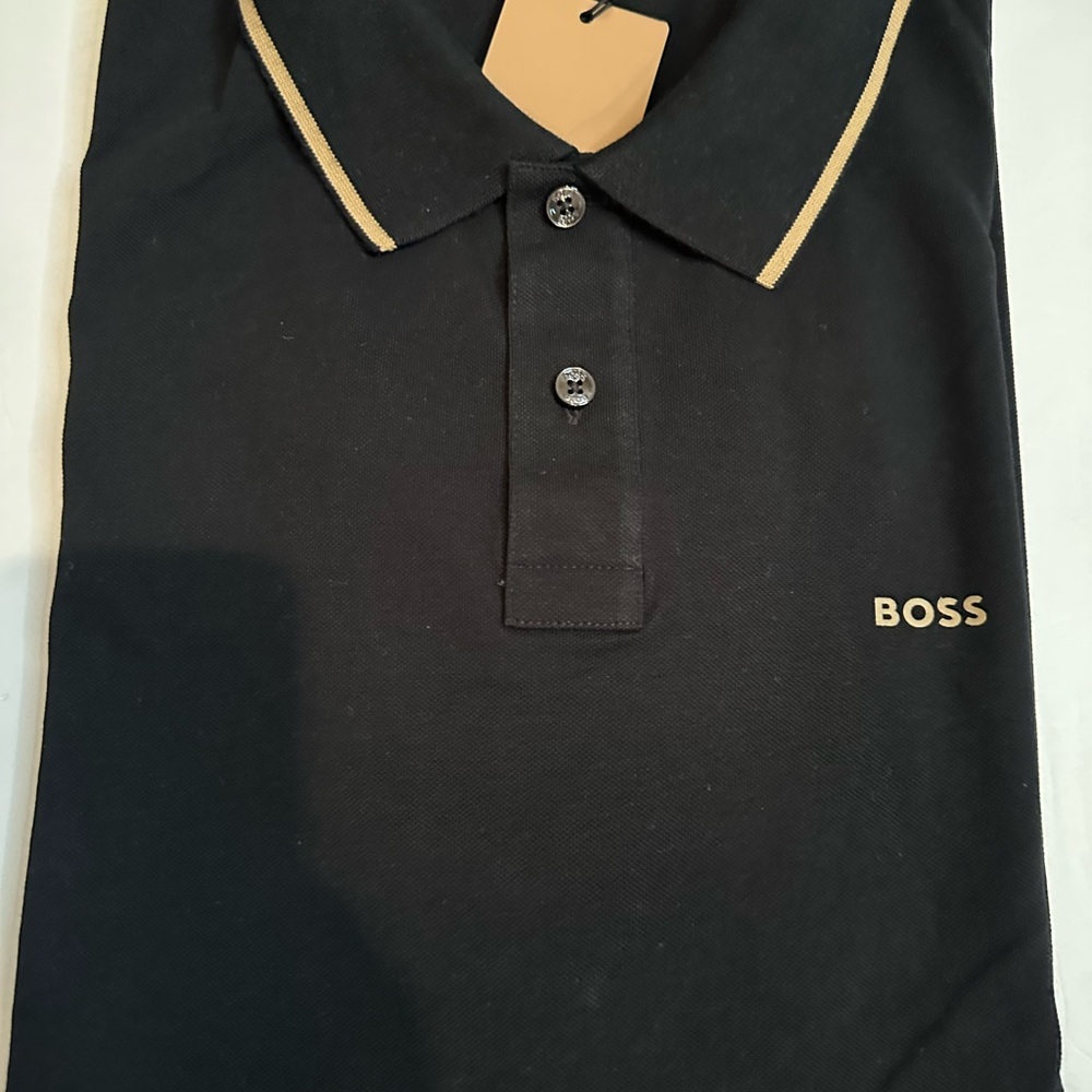 Boss Black Polo with Gold Detailing